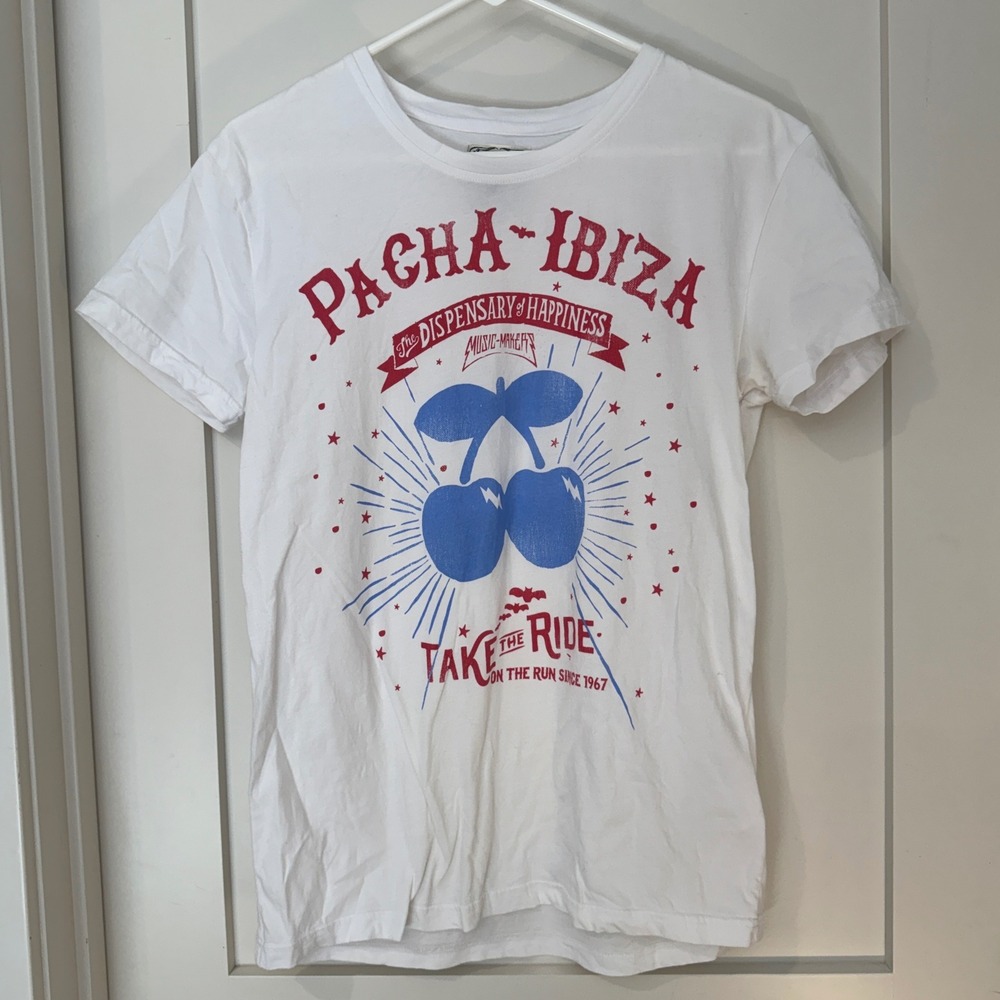 Pacha Ibiza Limited Edition Graphic Tee White Cherry Logo Small  T-Shirt